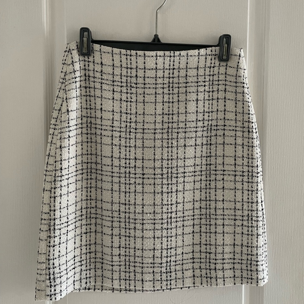RW&CO. Black and White Grid A-Line Skirt